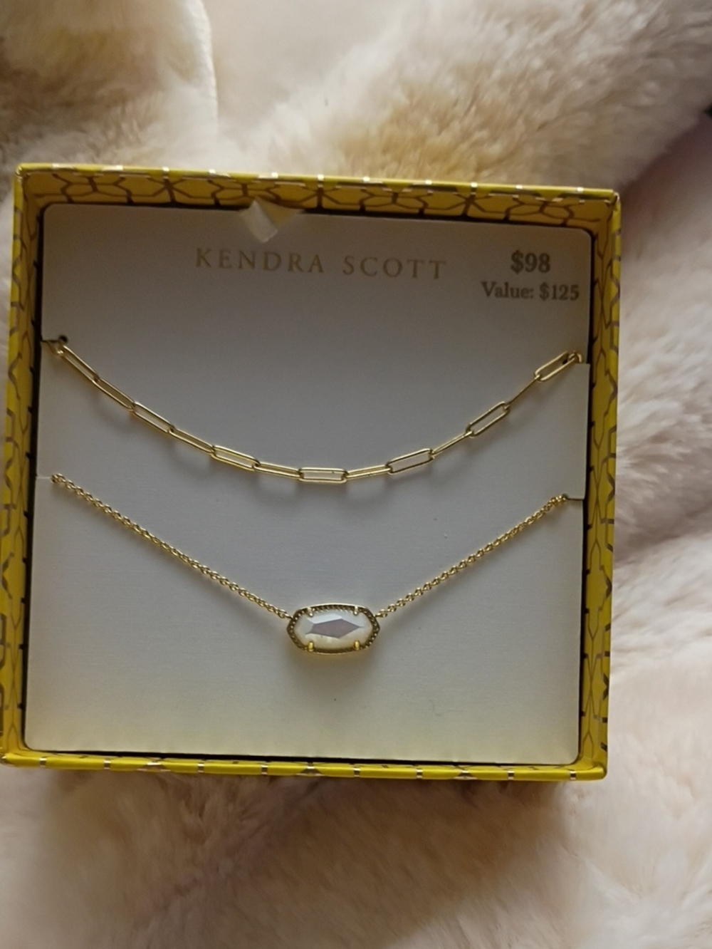 Kendra Scott Gold Layered Necklace Set - White/Opal Accent